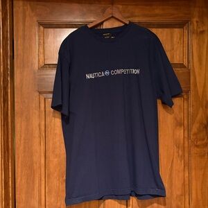 ❤️ Nautica Competition Navy Blue Vintage 100 percent Cotton T Shirt